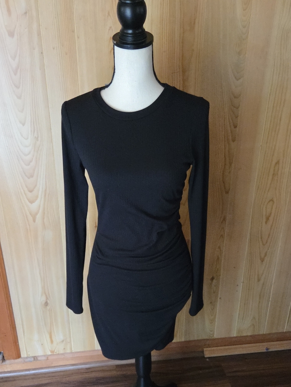 Francesca's Black Ribbed Midi Dress